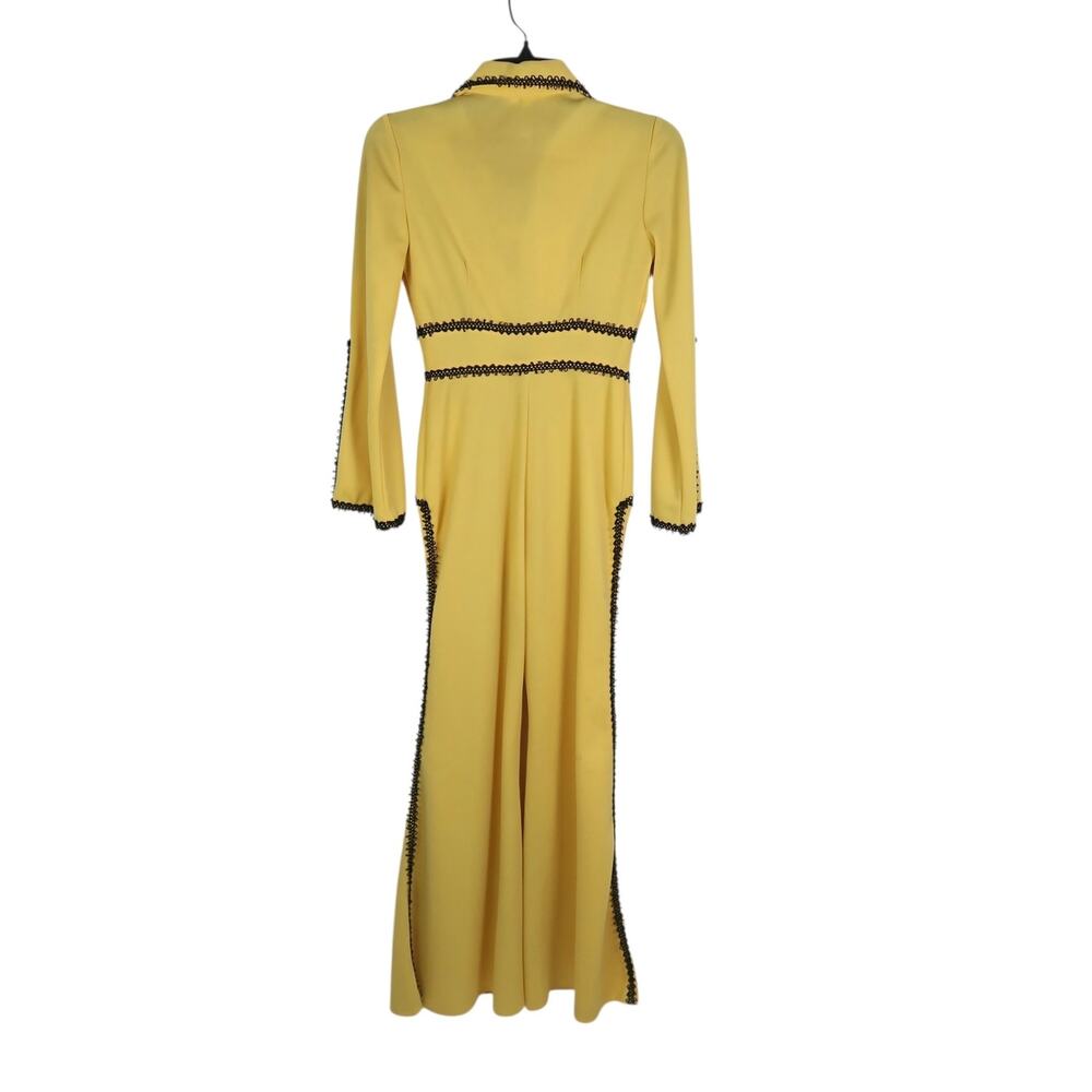 Vintage 70s JCPenney Yellow Bell Bottom Flare Jumpsuit Disco XS - Picture 5 of 9
